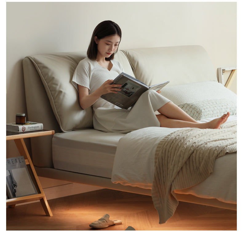 Suspension Technology Fabric Bed,Leather Bed with Light