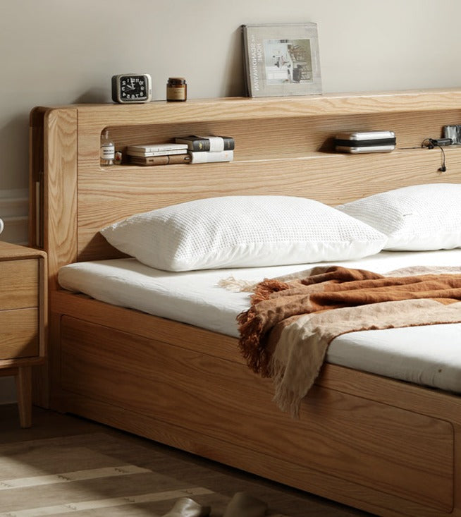 Oak Solid Wood Luminous Box Bed