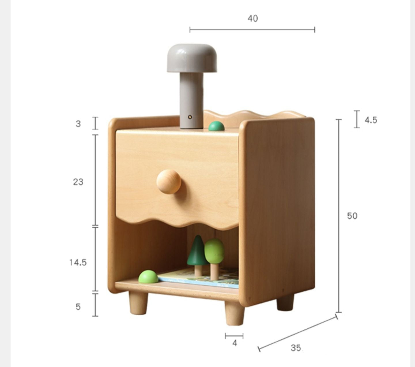 Beech Solid Wood Kids Nightstand