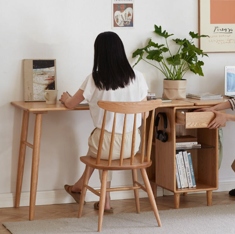 Oak, Solid Rubberwood Double Office Desk