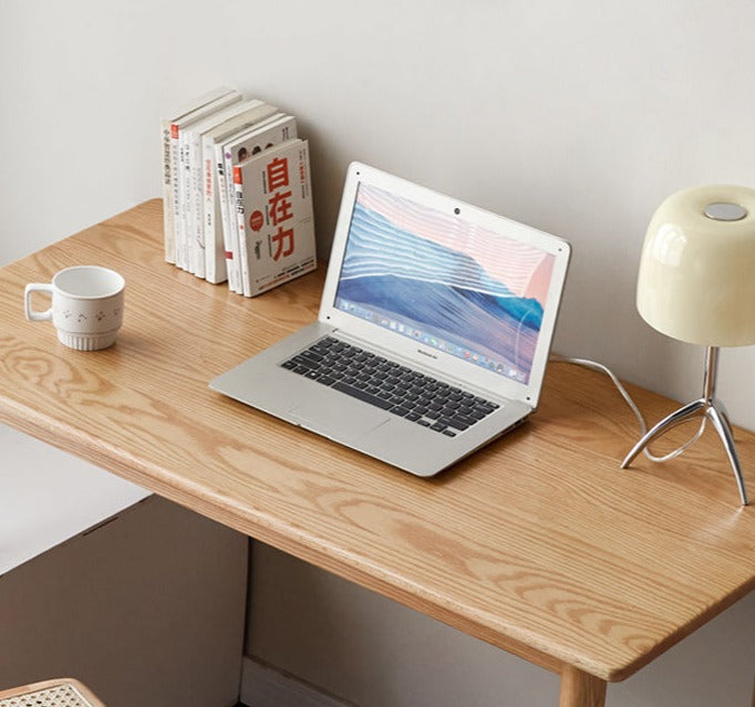 Oak Solid Wood Office Desk, Bay Window Desk