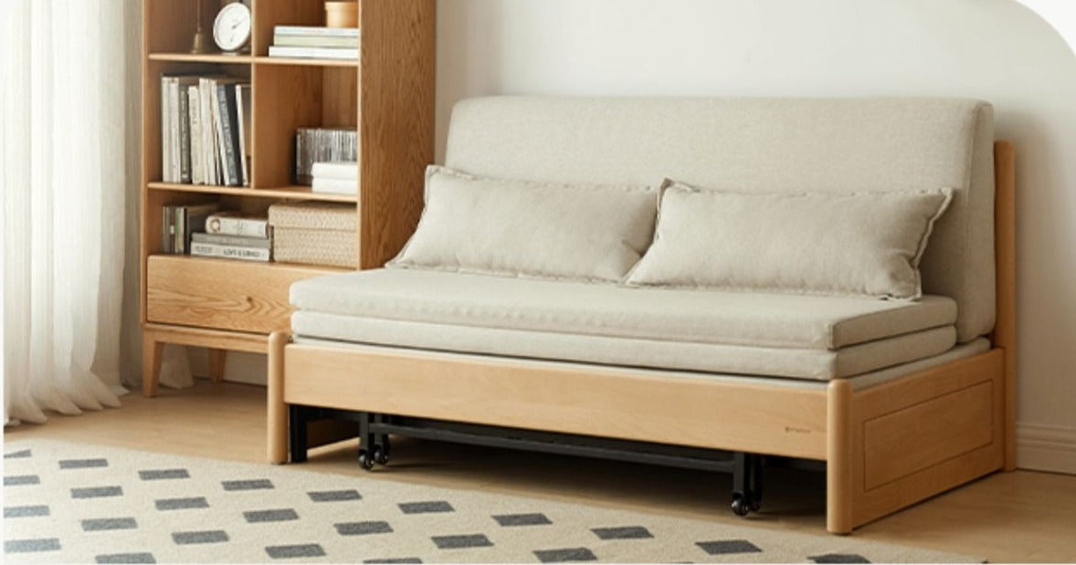 Beech Solid Wood Sofa Bed, Sleeper Sofa.