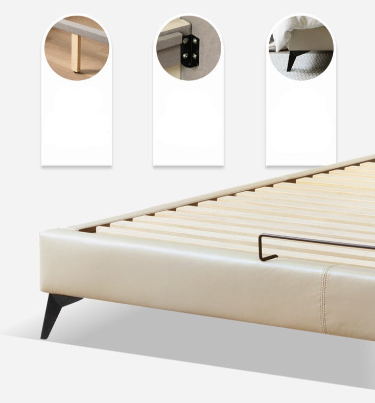 Yellow Cowhide Luxe Wood Bed