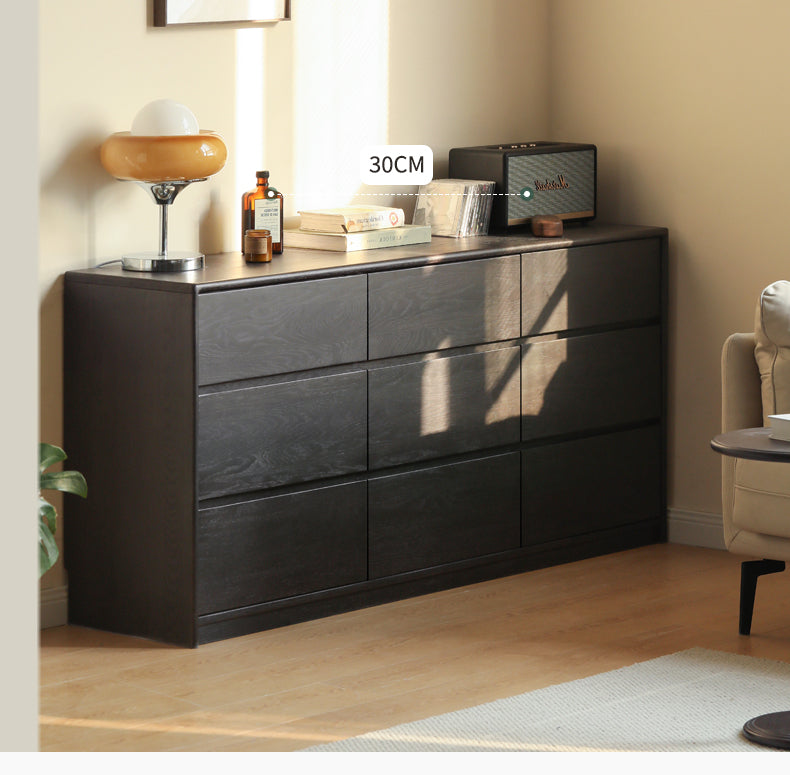 Oak Solid Wood Black Chest of Drawers