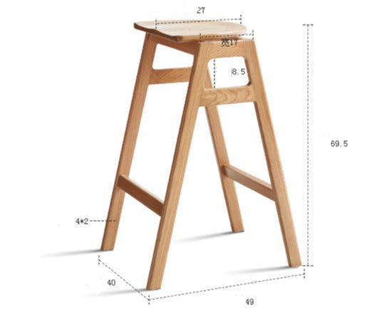 2 pcs- Oak Solid Wood High Bar Chair