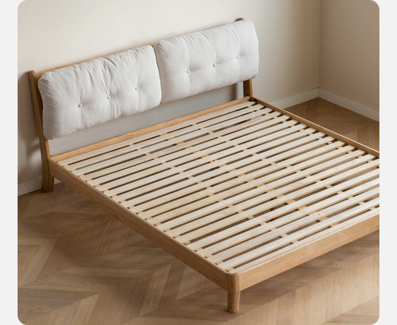 Oak Solid Wood Cream Style Soft Bed