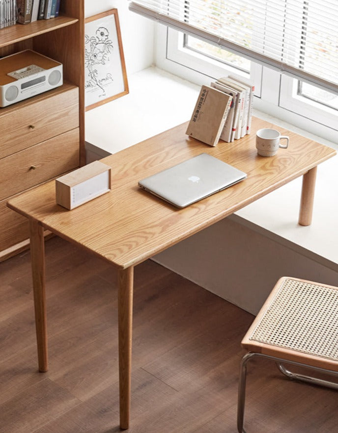 Oak Solid Wood Office Desk, Bay Window Desk
