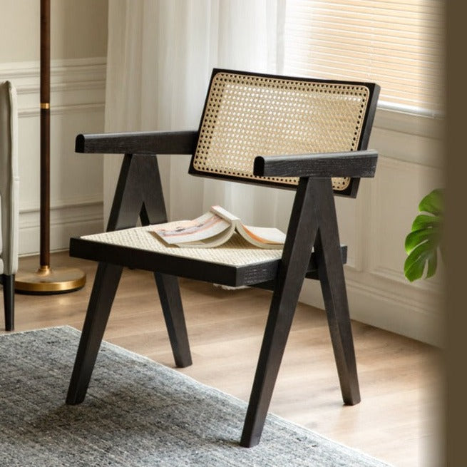 Ash, Cherry, Oak Solid Wood Rattan Smoked Chair