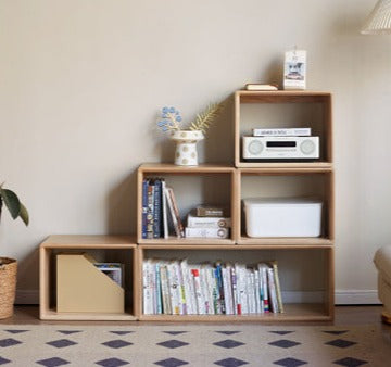 Black Walnut, Сherry, Oak, Poplar Solid Wood Lattice Floor-To-Ceiling Bookshelves