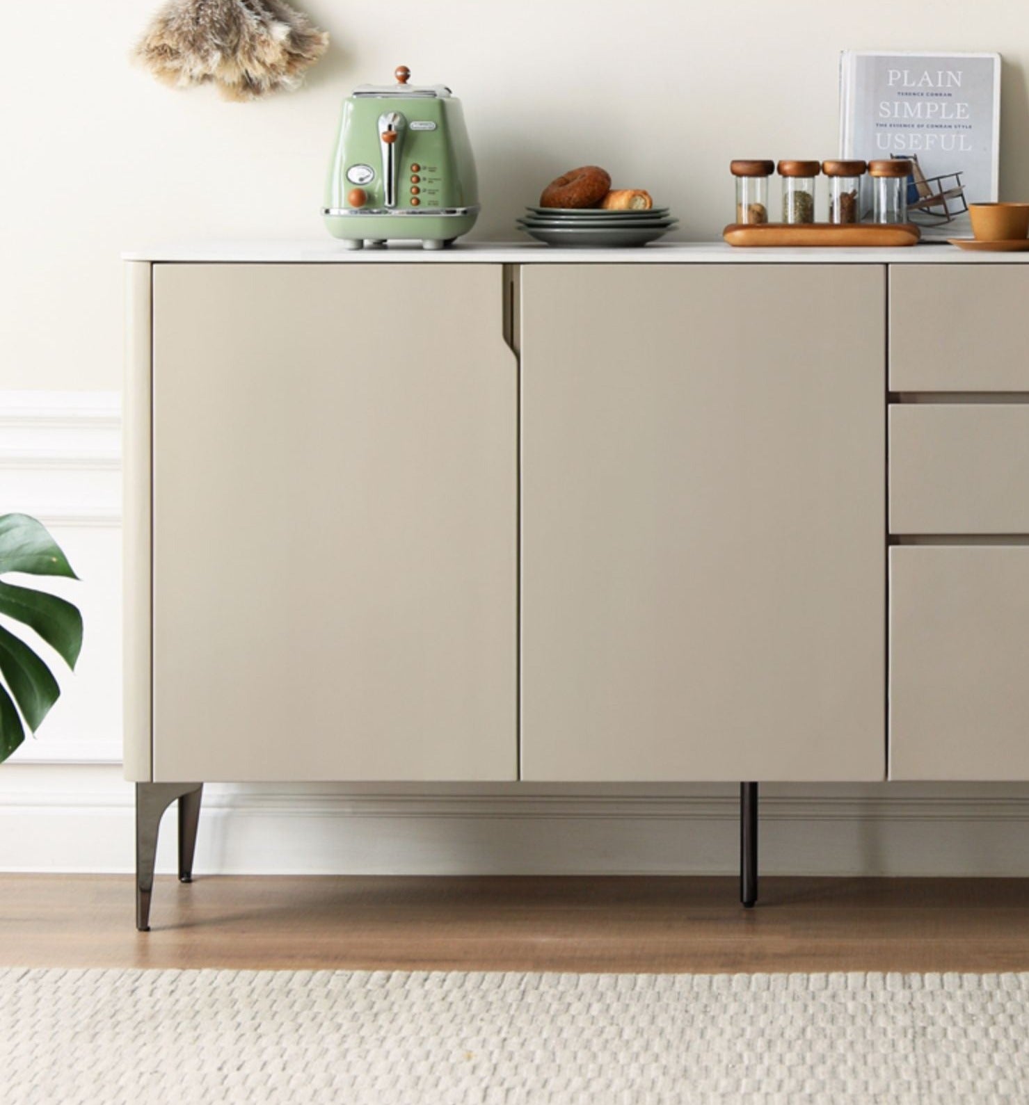 Poplar Solid Wood Sideboard Slate Top