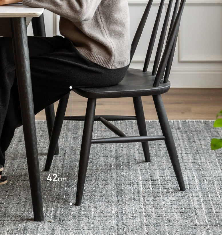 4 Pcs Oak Solid Wood Windsor Smoked Dining Chair