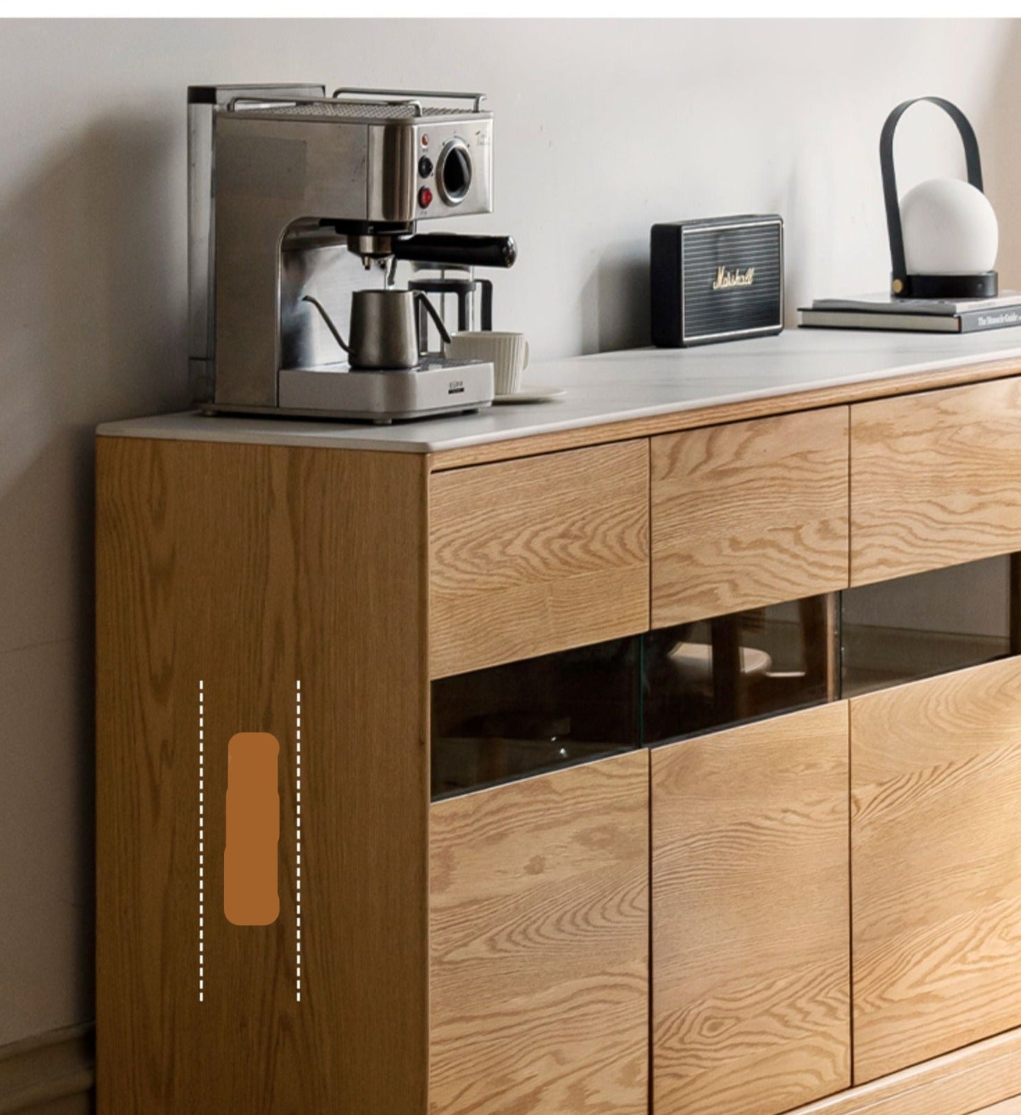 Oak, Ash Solid Wood Nordic Sideboard Slate Top