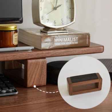 Solid Rubberwood, Black Walnut, Oak Solid Wood Heightening Computer Stand, Table shelves