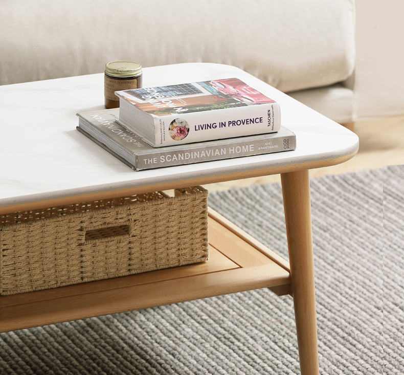 Oak, Beech Solid Wood Slate Coffee Table