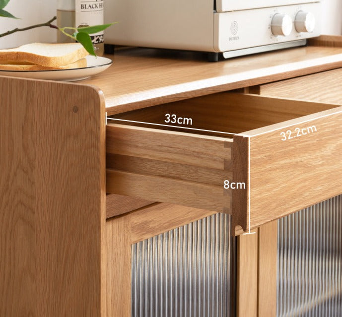 Oak Solid Wood, Solid RubberWood Nordic Modern Sideboard