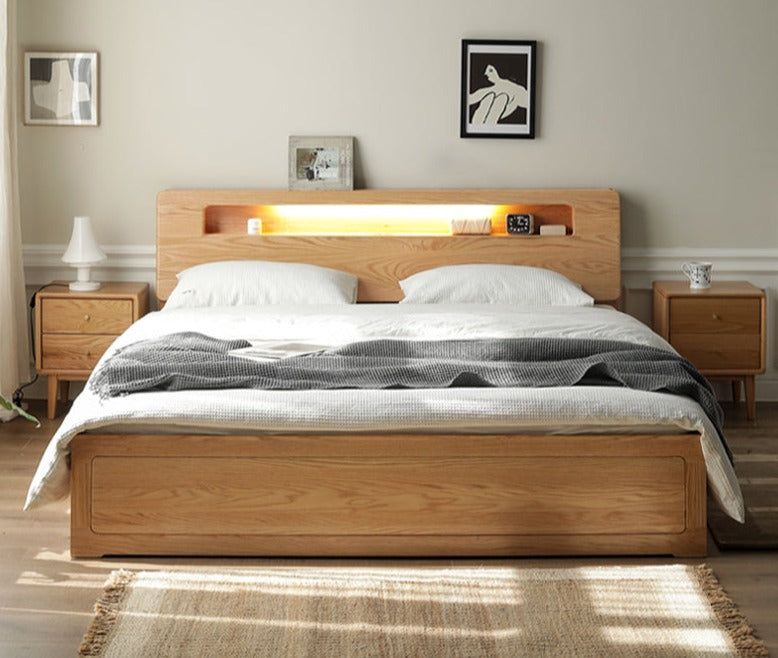 Oak Solid Wood Luminous Box Bed