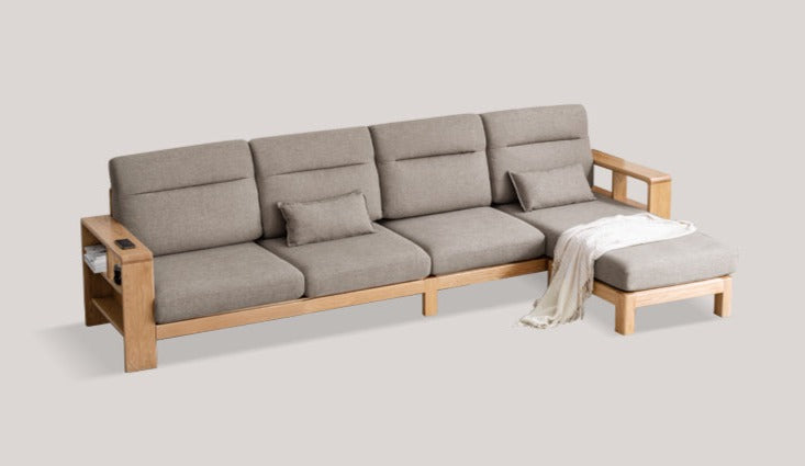 Oak Solid Wood Sectional Sofa-two colors available