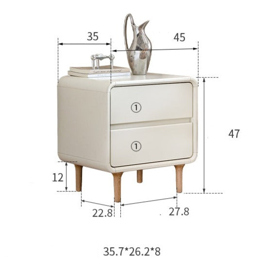 Solid Rubberwood Creamy Candy Style Nightstand.