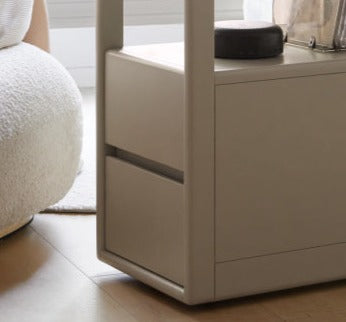 Solid RubberWood, Poplar Solid Wood Side Table With Rock Slab Top