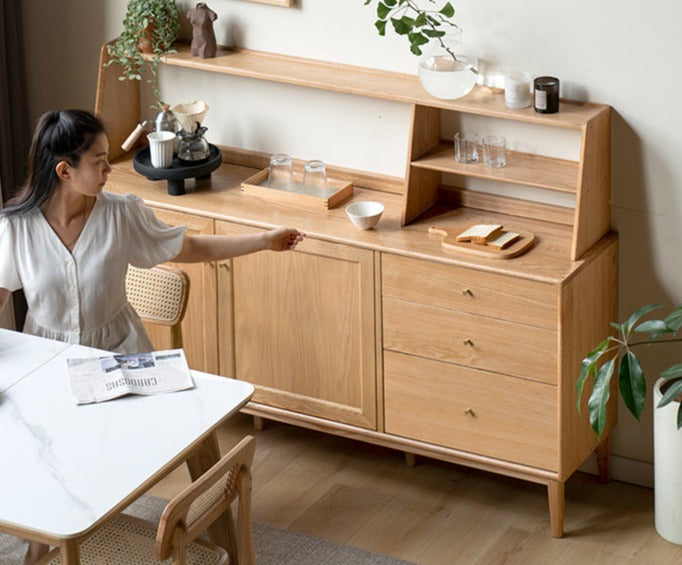 Oak Solid Wood, Solid Rubberwood Classic Sideboard