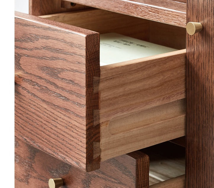 Solid Rubberwood, Oak Solid Wood Nordic Side Cabinet