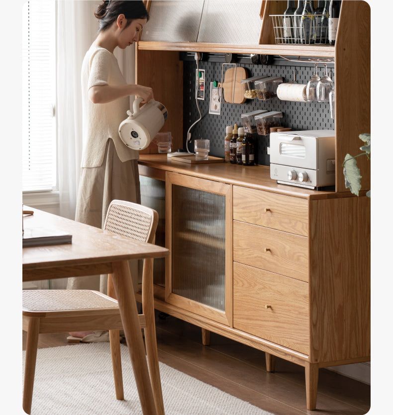 Solid Rubberwood, Oak Solid Wood, Beech Solid Wood Buffet Cabinet, Sideboard