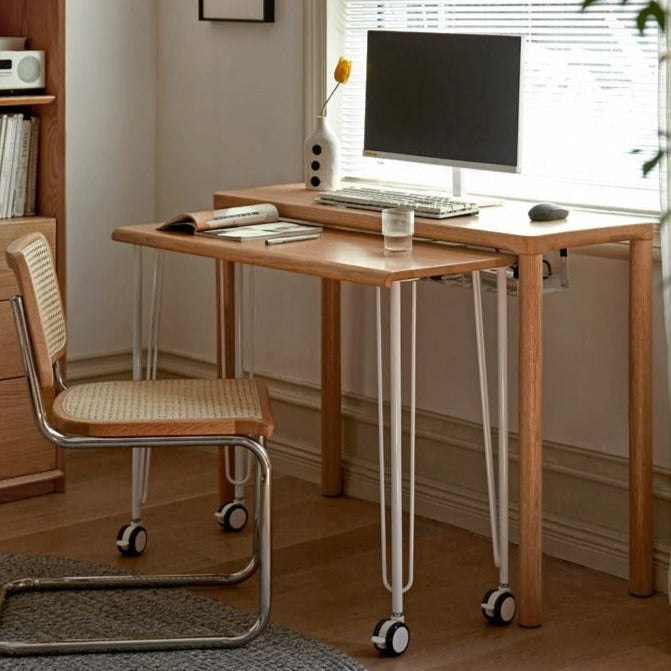 Oak Solid Wood Two-level Stackable Office Desks