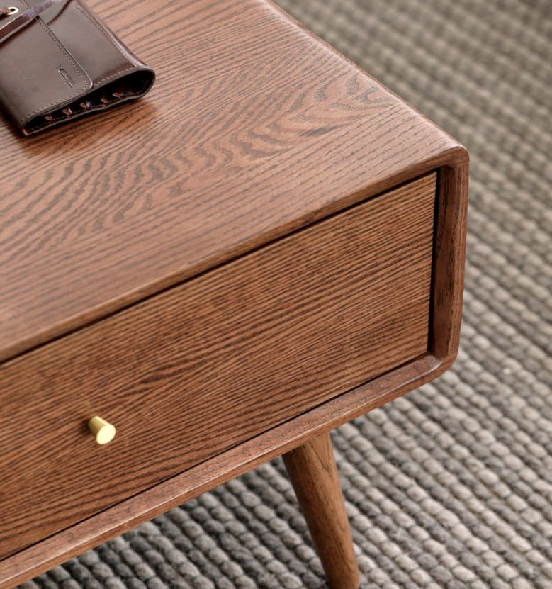 Oak Solid Wood Double-Sided Four-Drawer Coffee Table