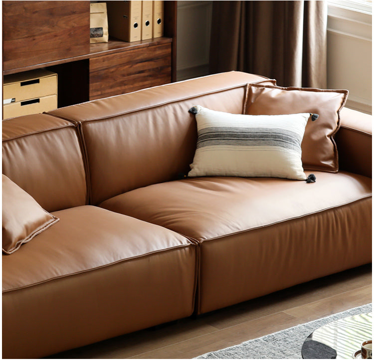 First Layer Cowhide Leather Sofa.