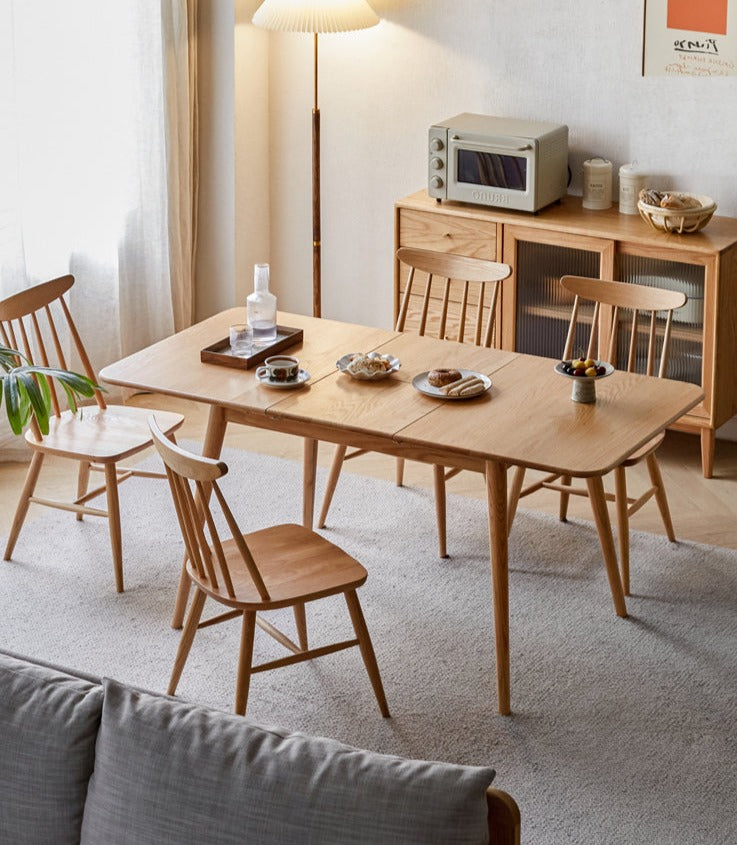 Oak Solid Wood Retractable Folding Dining Table