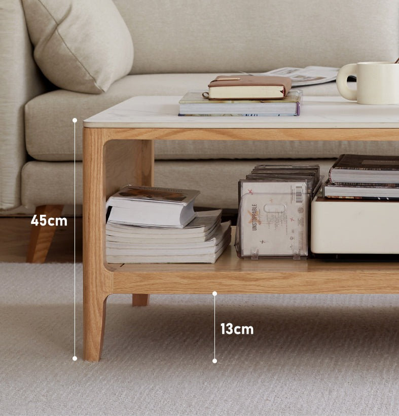 Oak, Solid Rubberwood Coffee Table Rock Slabs