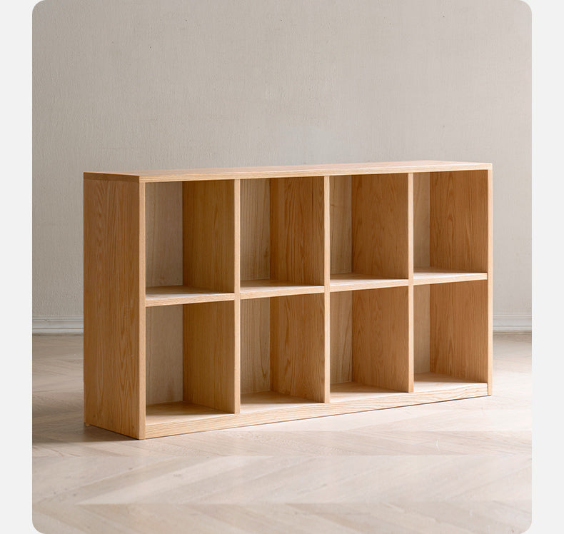 Black Walnut, Oak Solid Wood Low Bookcase, Modern Modular Storage Shelf Cabinet