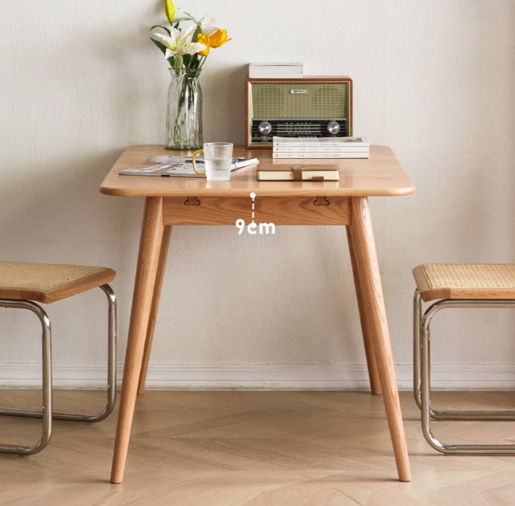 Oak Solid Wood Retractable Folding Dining Table