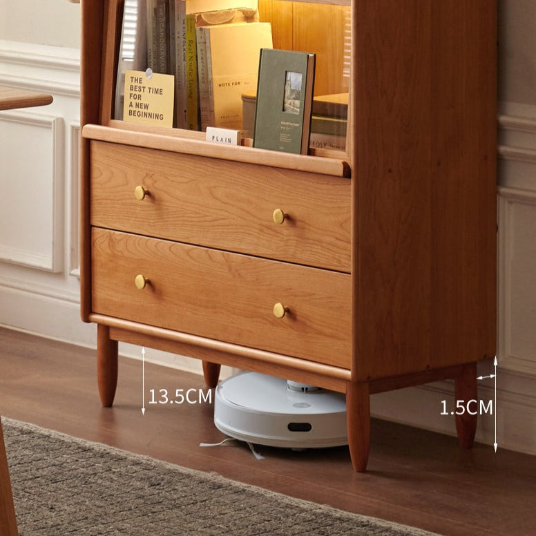Cherry Wood, Oak, Poplar Solid Wood Side Cabinet Flip Door, LED light
