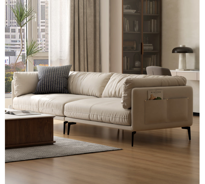 First Layer Cowhide, Organic Leather ,Tech Fabric Italian Style Sofa.