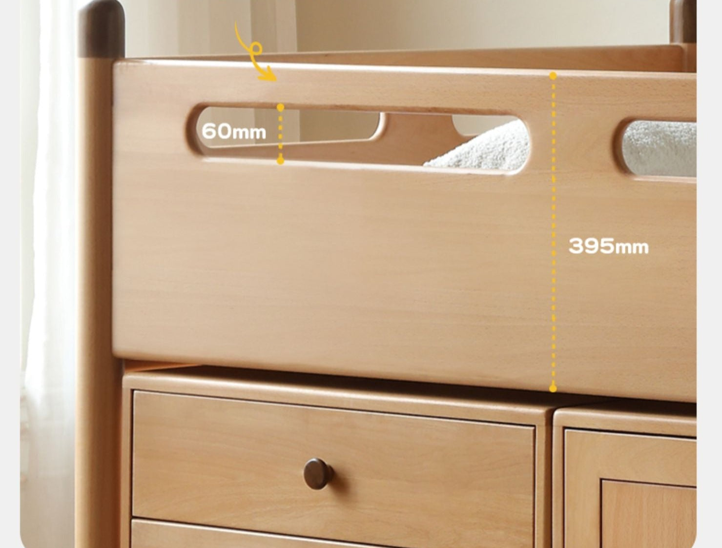 Beech solid wood Mid-high bed with slanting ladder<