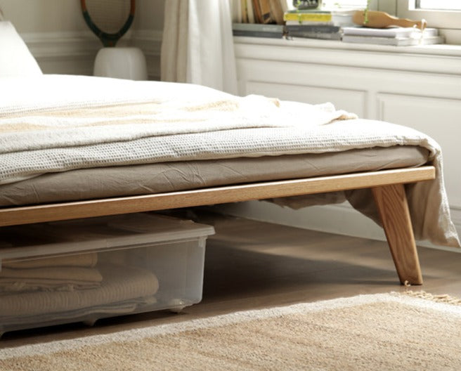 Oak solid wood platform bed, headboard-free bed