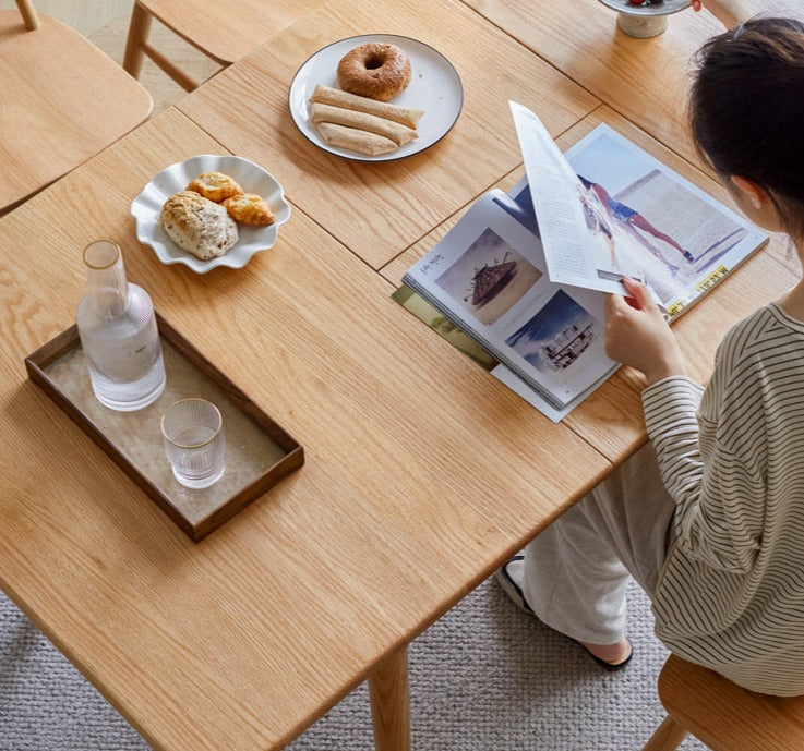 Oak Solid Wood Retractable Folding Dining Table
