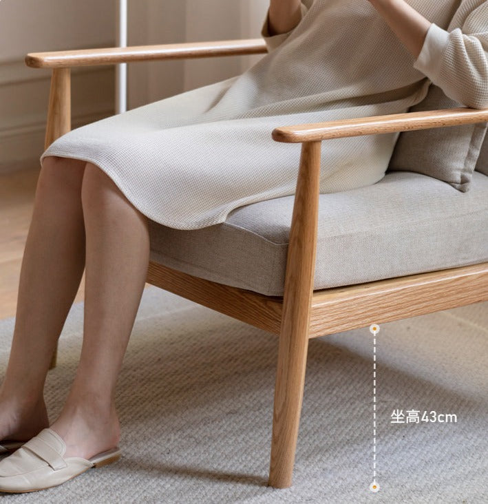 Oak Solid Wood Fabric or Leather Armchair
