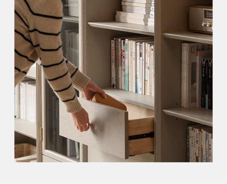 Oak Solid Wood Combination Bookcase Light Luxury, Floor-To-Ceiling Bookshelf