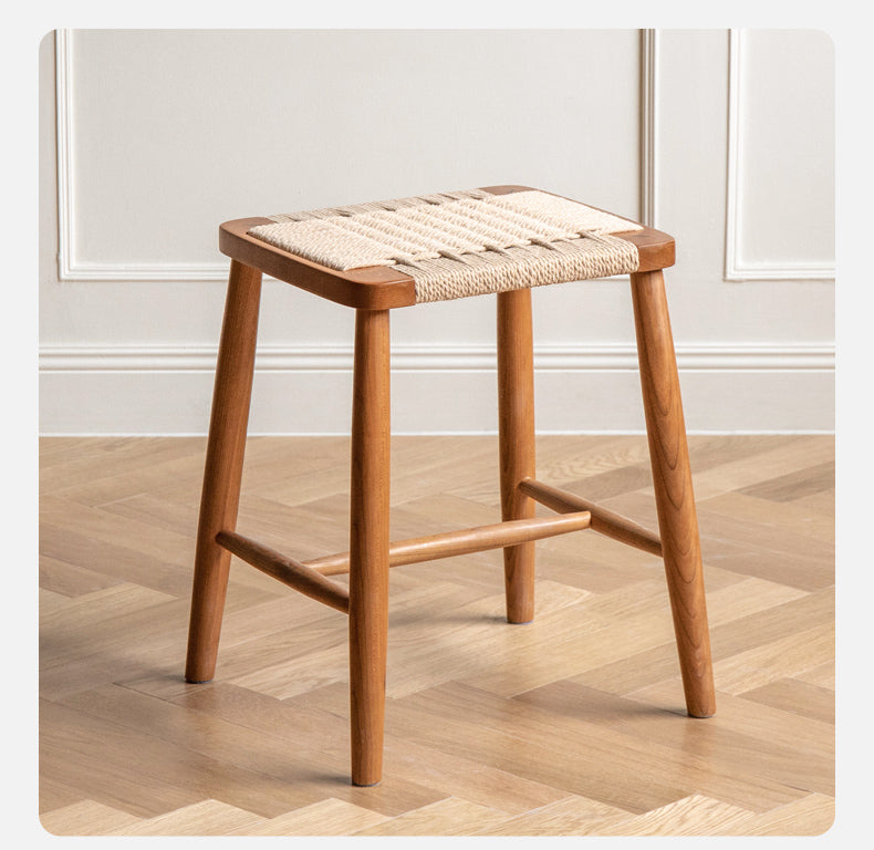 Cherry Solid Wood Rope Stool