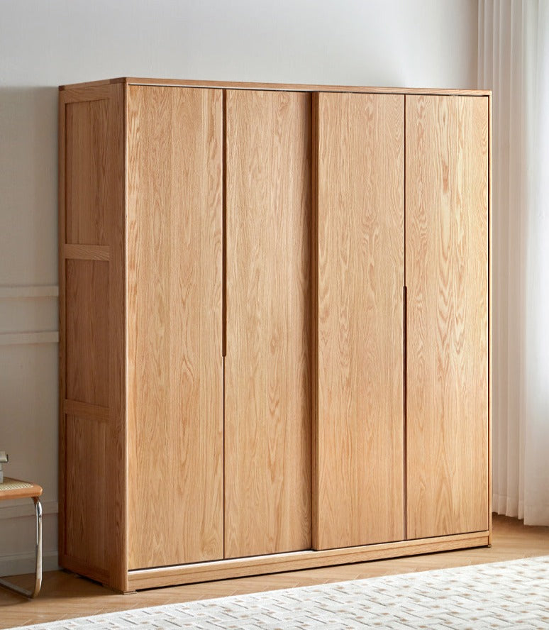 Oak Solid Wood Wardrobe Sliding Door-