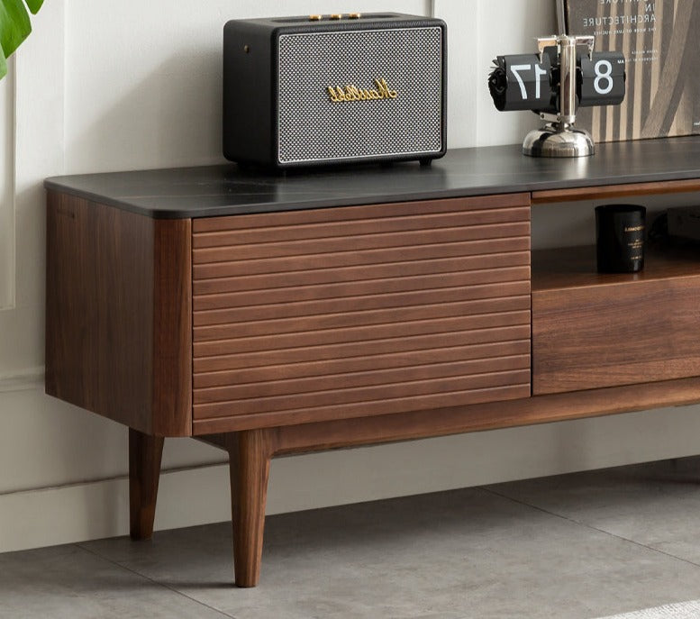 Black Walnut Solid Wood Slate TV Stand.