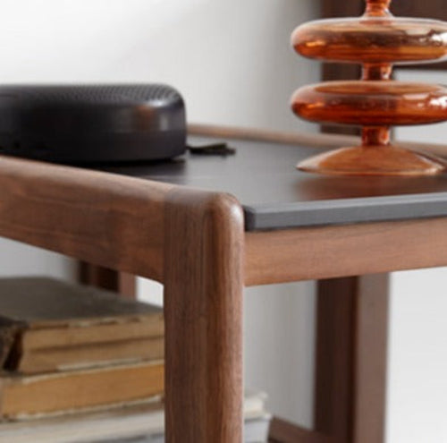 Black Walnut, Sandalwood With Slate Top Side Table