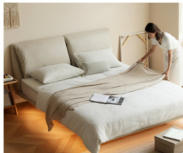 Suspension Technology Fabric Bed,Leather Bed with Light