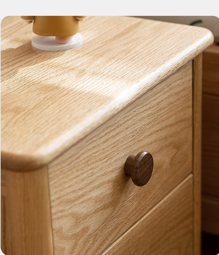 Oak, Beech Solid Wood Two-Drawer Nightstand