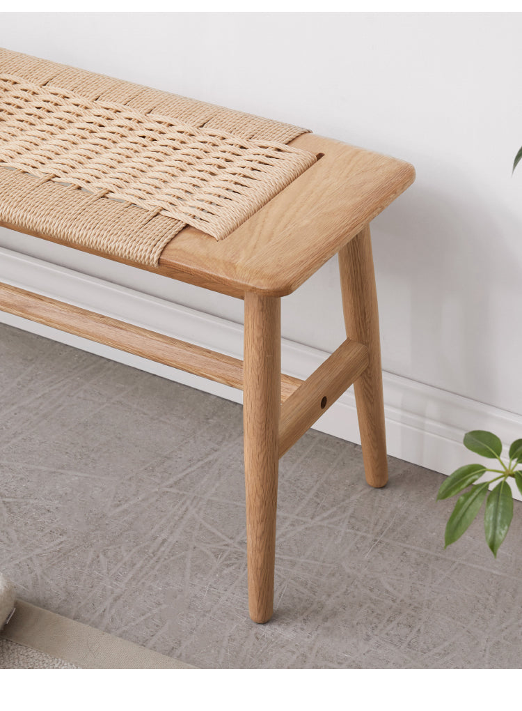 Oak solid wood Corded Bench