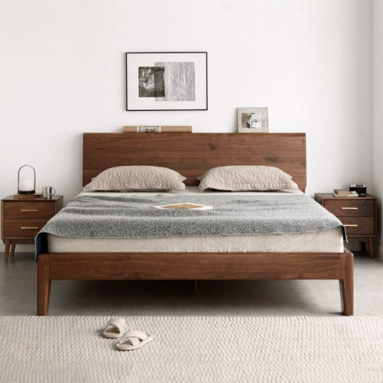 Bed black walnut solid wood