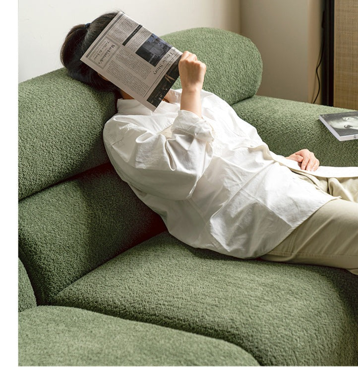 Velvet Three-seat Modular Fabric Sofa.