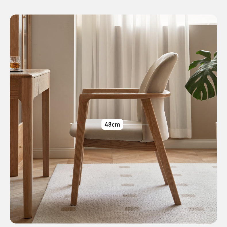 Ash, Oak Solid Wood Organic Leather Technology Cloth Chair